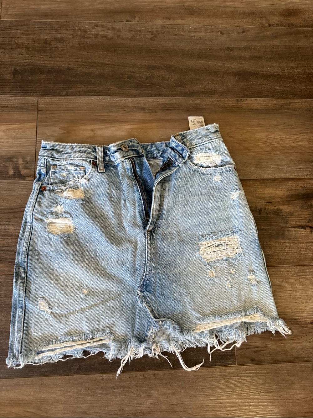 Abercrombie Light Blue Distressed Denim Skirt